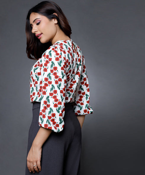 Long sleeve elasticated round neck top